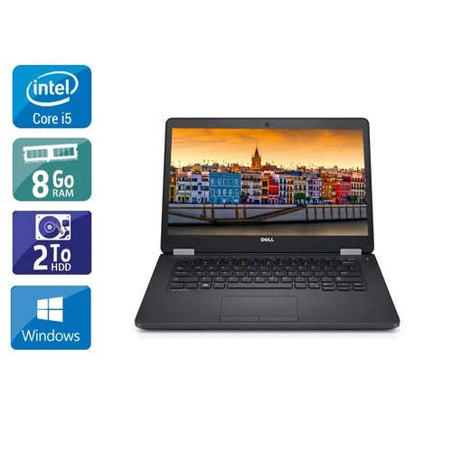 Latitude E5470 14" 2015 - Intel Core i5 2,4Ghz - 2 - 8Go  DDR4 - 2To HDD - Intel HD Graphics 520 - 
Gris / Noir - Windows 10 - AZERTY