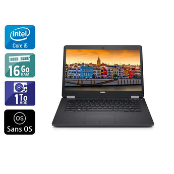 Latitude E5470 14" 2015 - Intel Core i5 2,4Ghz - 2 - 16Go DDR4 - 1To HDD - Intel HD Graphics 520 - 
Gris / Noir - Sans OS - AZERTY - Image 1