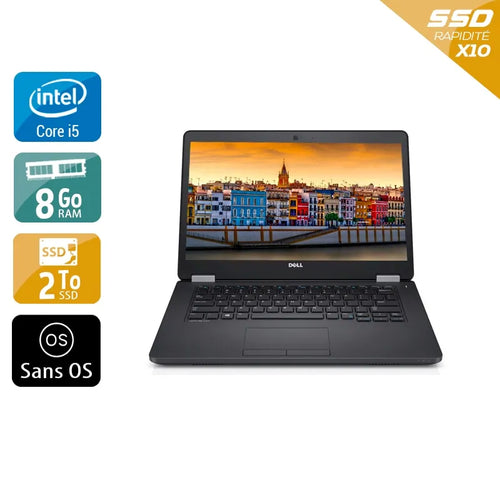 Latitude E5470 14" 2015 - Intel Core i5 2,4Ghz - 2 - 8Go  DDR4 - 2To SSD - Intel HD Graphics 520 - 
Gris / Noir - Sans OS - AZERTY