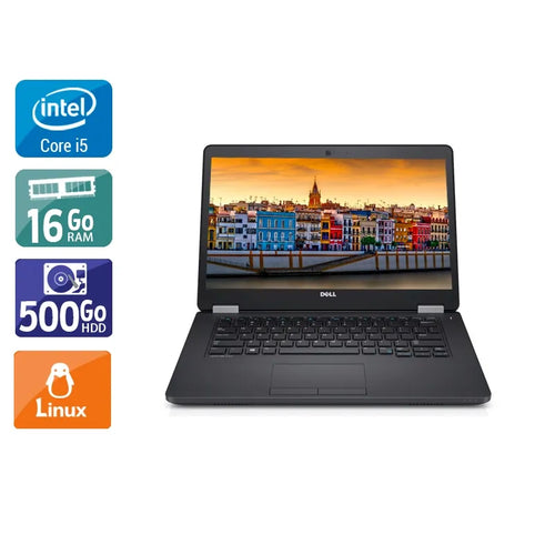 Latitude E5470 14" 2015 - Intel Core i5 2,4Ghz - 2 - 16Go DDR4 - 500Go HDD - Intel HD Graphics 520 - 
Gris / Noir - Linux - AZERTY