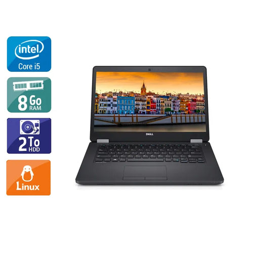Latitude E5470 14" 2015 - Intel Core i5 2,4Ghz - 2 - 8Go  DDR4 - 2To HDD - Intel HD Graphics 520 - 
Gris / Noir - Linux - AZERTY