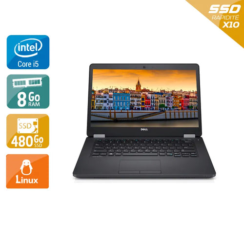 Latitude E5470 14" 2015 - Intel Core i5 2,4Ghz - 2 - 8Go  DDR4 - 480Go SSD - Intel HD Graphics 520 - 
Gris / Noir - Linux - AZERTY