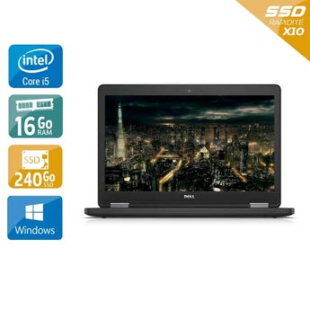 Latitude E5450 14" 2015 - Intel Core i5 2,3Ghz - 2 - 16Go DDR3 - 240Go SSD - Intel HD Graphics 5500 - 
Gris / Noir - Windows 10 - AZERTY - Image 1