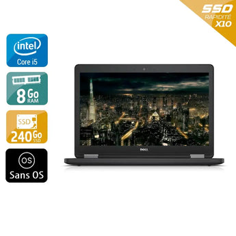 Latitude E5450 14" 2015 - Intel Core i5 2,3Ghz - 2 - 8Go DDR3 - 240Go SSD - Intel HD Graphics 5500 - 
Gris / Noir - Sans OS - AZERTY - Image 1