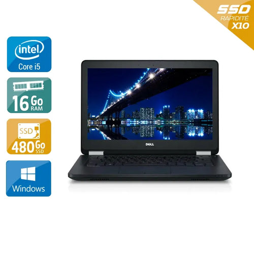Latitude E5270 12,5" 2015 - Intel Core i5 2,4Ghz - 2 - 16Go DDR4 - 480Go SSD - Intel HD Graphics 520 - 
Gris / Noir - Windows 10 - AZERTY