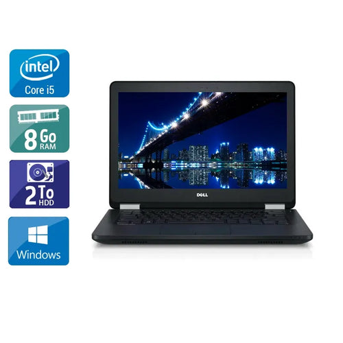 Latitude E5270 12,5" 2015 - Intel Core i5 2,4Ghz - 2 - 8Go  DDR4 - 2To HDD - Intel HD Graphics 520 - 
Gris / Noir - Windows 10 - AZERTY