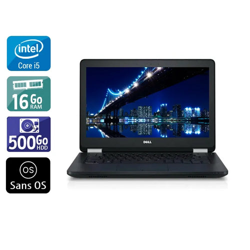 Latitude E5270 12,5" 2015 - Intel Core i5 2,4Ghz - 2 - 16Go DDR4 - 500Go HDD - Intel HD Graphics 520 - 
Gris / Noir - Sans OS - AZERTY