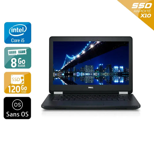 Latitude E5270 12,5" 2015 - Intel Core i5 2,4Ghz - 2 - 8Go  DDR4 - 120Go SSD - Intel HD Graphics 520 - 
Gris / Noir - Sans OS - AZERTY