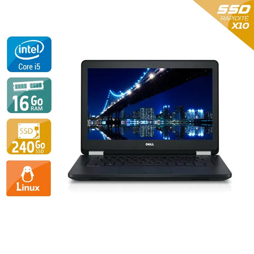 Latitude E5270 12,5" 2015 - Intel Core i5 2,4Ghz - 2 - 16Go DDR4 - 240Go SSD - Intel HD Graphics 520 - 
Gris / Noir - Linux - AZERTY