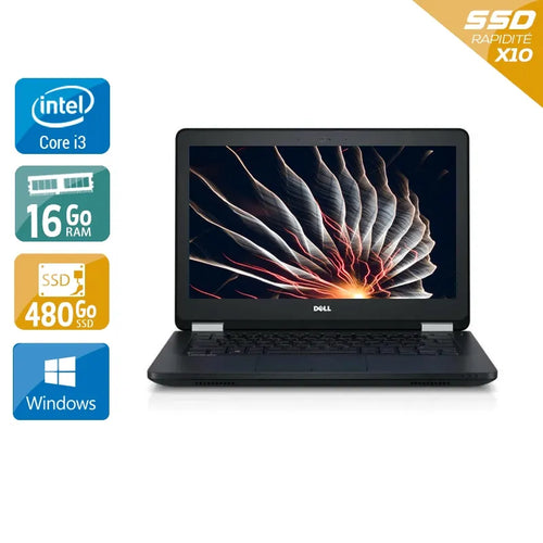 Latitude E5270 12,5" 2010 - Intel Core i3 2,3Ghz - 2 - 16Go DDR4 - 480Go SSD - Intel HD Graphics 520 - 
Gris / Noir - Windows 10 - AZERTY