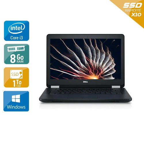 Latitude E5270 12,5" 2010 - Intel Core i3 2,3Ghz - 2 - 8Go  DDR4 - 1To SSD - Intel HD Graphics 520 - 
Gris / Noir - Windows 10 - AZERTY