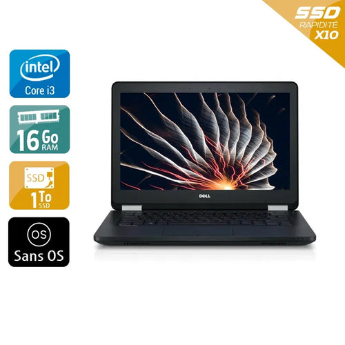 Latitude E5270 12,5" 2010 - Intel Core i3 2,3Ghz - 2 - 16Go DDR4 - 1To SSD - Intel HD Graphics 520 - 
Gris / Noir - Sans OS - AZERTY