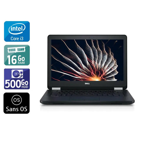 Latitude E5270 12,5" 2010 - Intel Core i3 2,3Ghz - 2 - 16Go DDR4 - 500Go HDD - Intel HD Graphics 520 - 
Gris / Noir - Sans OS - AZERTY