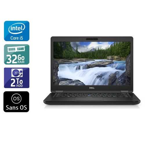 Latitude 5490 14" 2017 - Intel Core i5 2,6Ghz - 2 - 32Go DDR4 - 480Go SSD - Intel UHD Graphics 620 - 
Gris / Noir - Sans OS - AZERTY