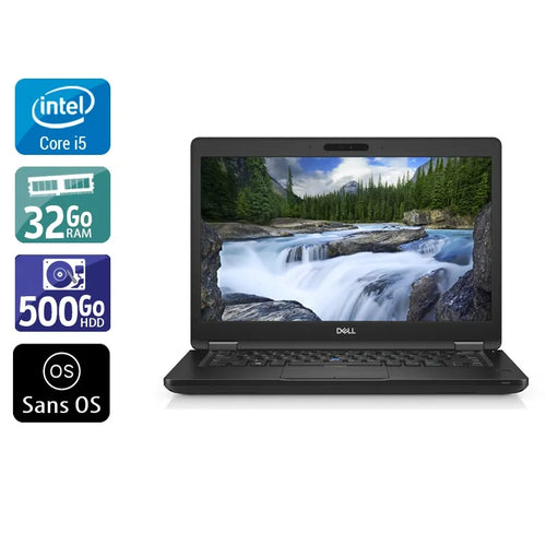 Latitude 5490 14" 2017 - Intel Core i5 2,6Ghz - 2 - 32Go DDR4 - 500Go HDD - Intel UHD Graphics 620 - 
Gris / Noir - Sans OS - AZERTY