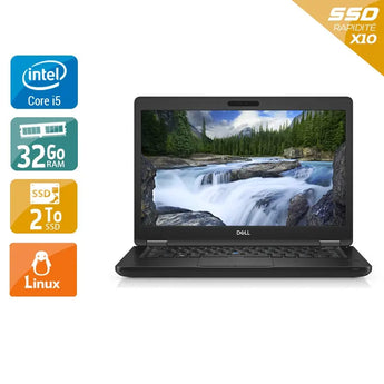 Latitude 5490 14" 2017 - Intel Core i5 2,6Ghz - 2 - 32Go DDR4 - 2To SSD - Intel UHD Graphics 620 - 
Gris / Noir - Linux - AZERTY - Image 1