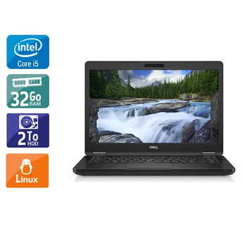 Latitude 5490 14" 2017 - Intel Core i5 2,6Ghz - 2 - 32Go DDR4 - 480Go SSD - Intel UHD Graphics 620 - 
Gris / Noir - Linux - AZERTY - Image 1