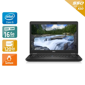 Latitude 5490 14" 2017 - Intel Core i5 2,6Ghz - 2 - 16Go DDR4 - 120Go SSD - Intel UHD Graphics 620 - 
Gris / Noir - Linux - AZERTY - Image 1