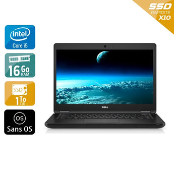 Latitude 5480 14" 2016 - Intel Core i5 3,1Ghz - 2 - 16Go DDR4 - 1To SSD - Intel HD Graphics 620 - 
Gris / Noir - Sans OS - AZERTY - Image 1