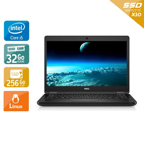 Latitude 5480 14" 2016 - Intel Core i5 3,1Ghz - 2 - 32Go DDR4 - 256Go SSD - Intel HD Graphics 620 - 
Gris / Noir - Linux - AZERTY