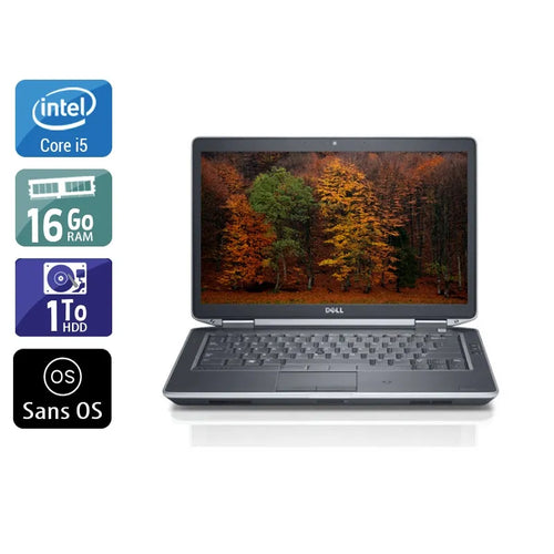 Latitude E5430 14,1" 2012 - Intel Core i5 2,6Ghz - 4 - 16Go DDR3 - 1To HDD - Intel HD Graphics 4000 - 
Gris / Noir - Sans OS - AZERTY