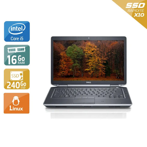 Latitude E5430 14,1" 2012 - Intel Core i5 2,6Ghz - 4 - 16Go DDR3 - 240Go SSD - Intel HD Graphics 4000 - 
Gris / Noir - Linux - AZERTY