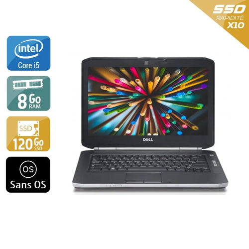 Latitude E5420 14,1" 2011 - Intel Core i5 2,5Ghz - 4 - 8Go DDR3 - 120Go SSD - Intel HD Graphics 3000 - 
Gris / Noir - Sans OS - AZERTY